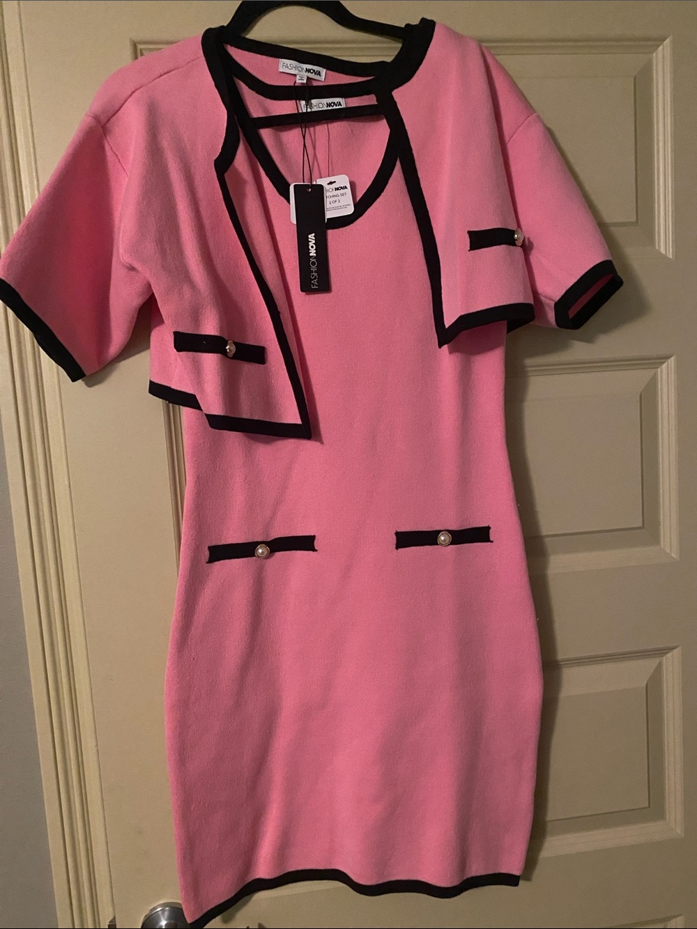 Fashion Nova Pink Mini Dress with Black Trim
